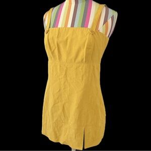 Margon Made in Italy 100% Silk Mustard Yellow Button Strap Tunic Blouse